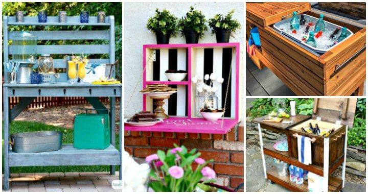 25 Diy Outdoor Serving Stations Table Cart Bar Crafts 25 Diy Outdoor Serving Stations Table, Outdoor Serving Table Ideas