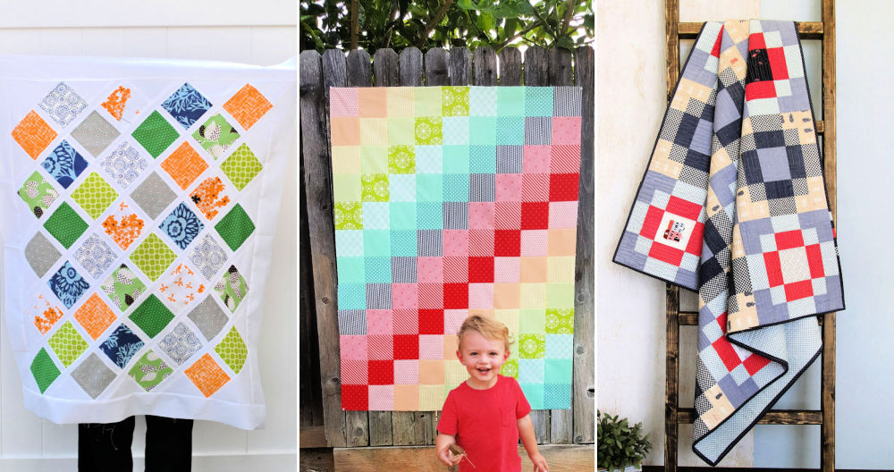 Modern Floral Geometric Quilt Quilt for Baby