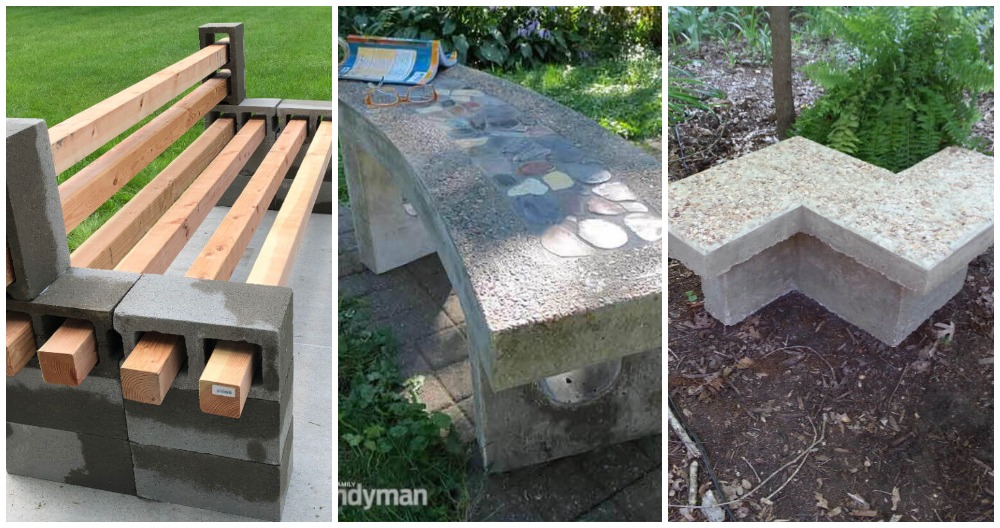 10 Simple Diy Concrete Bench Ideas To, Outdoor Stone Benches With Backs
