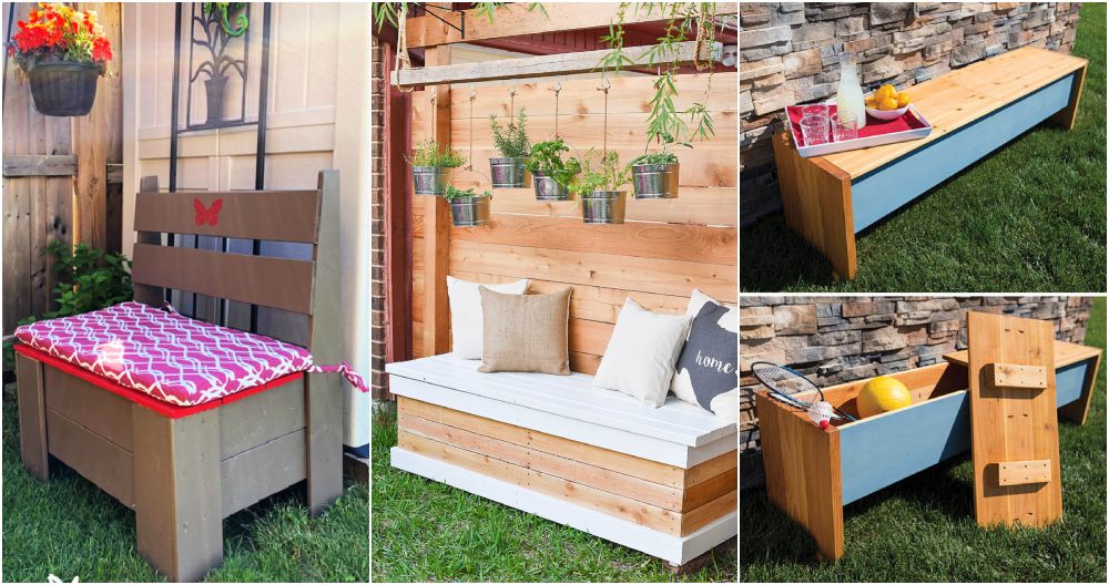 20 Free DIY Outdoor Storage Bench Plans (How to Build)